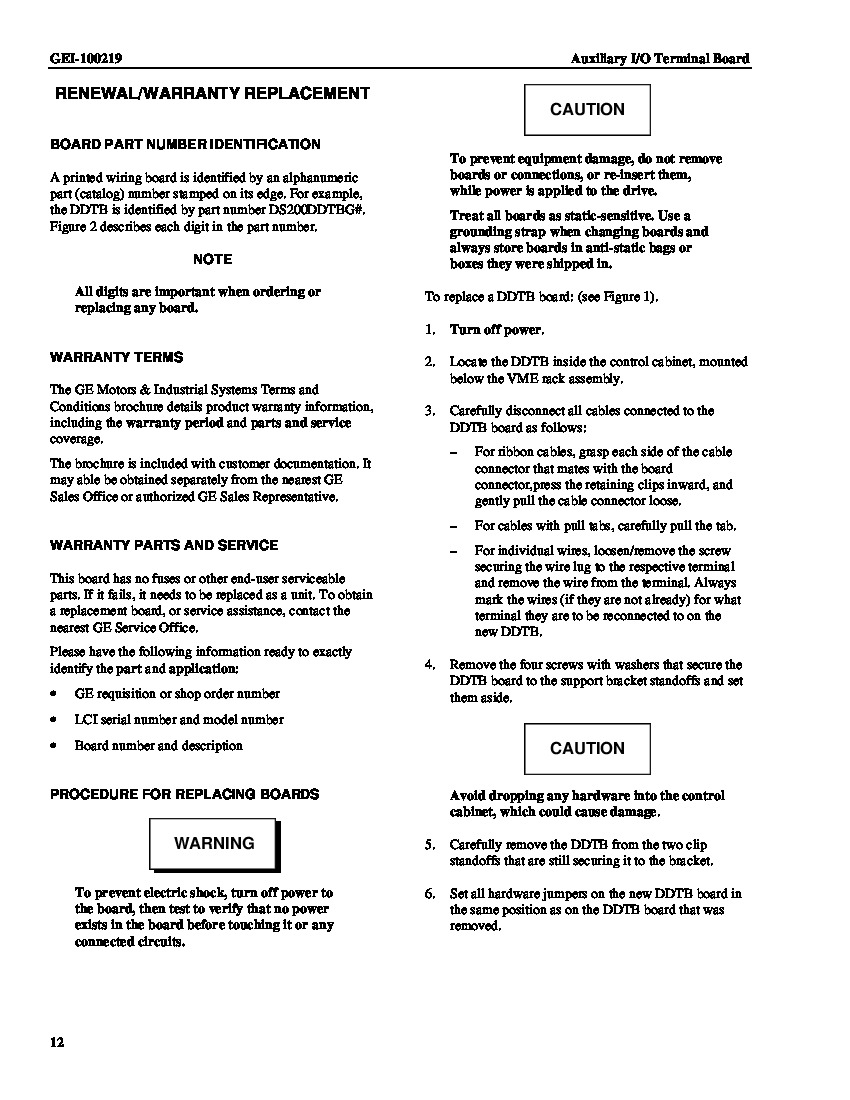 First Page Image of DS200DDTBG2ABB Renewal and Replacement.pdf